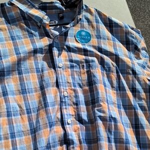 Izod Blue and Orange Checkered Casual Shirt